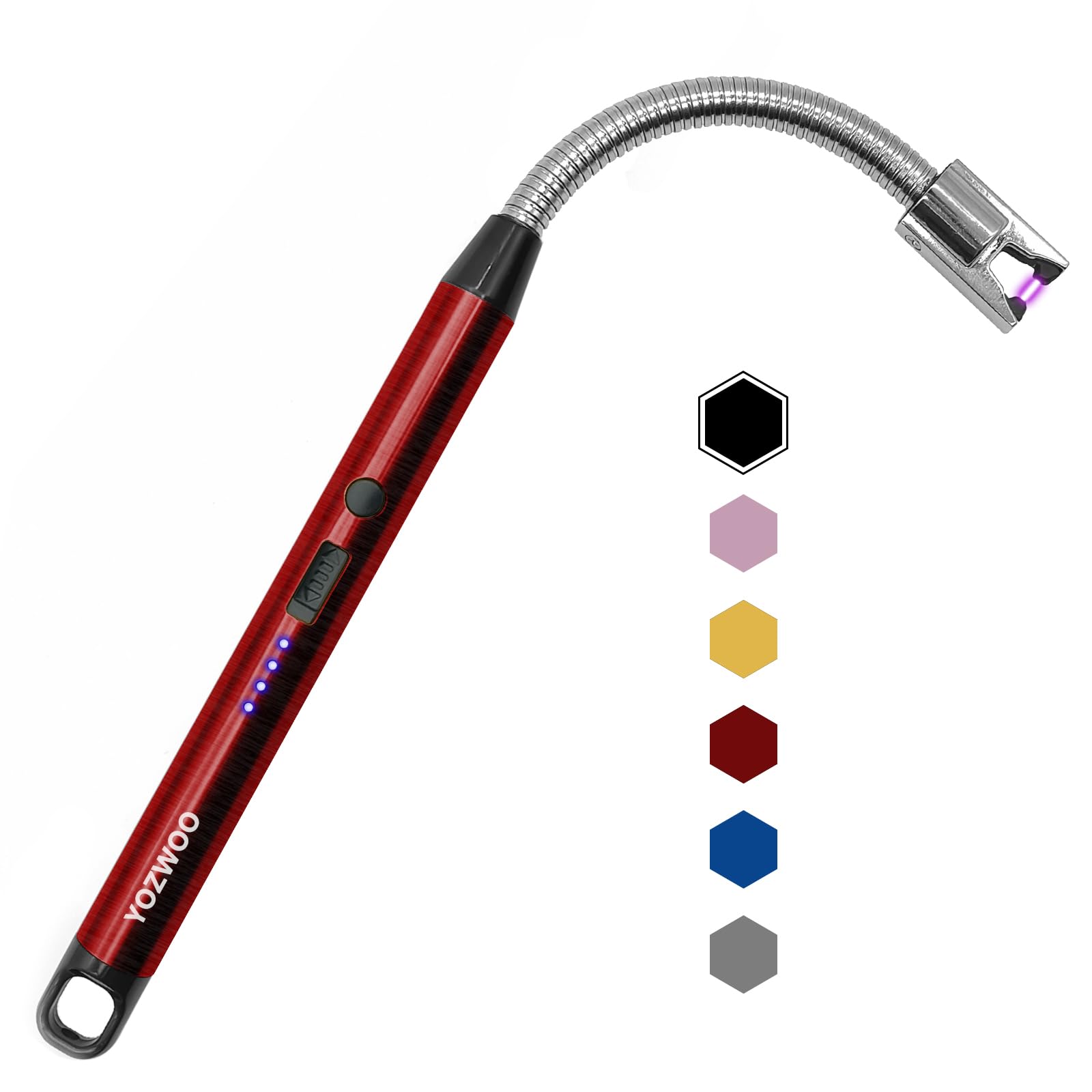 YOZWOO Electric Arc Lighter with LED Display and Flexible Neck - Flameless Windproof Rechargeable USB-C Lighter for Outdoor