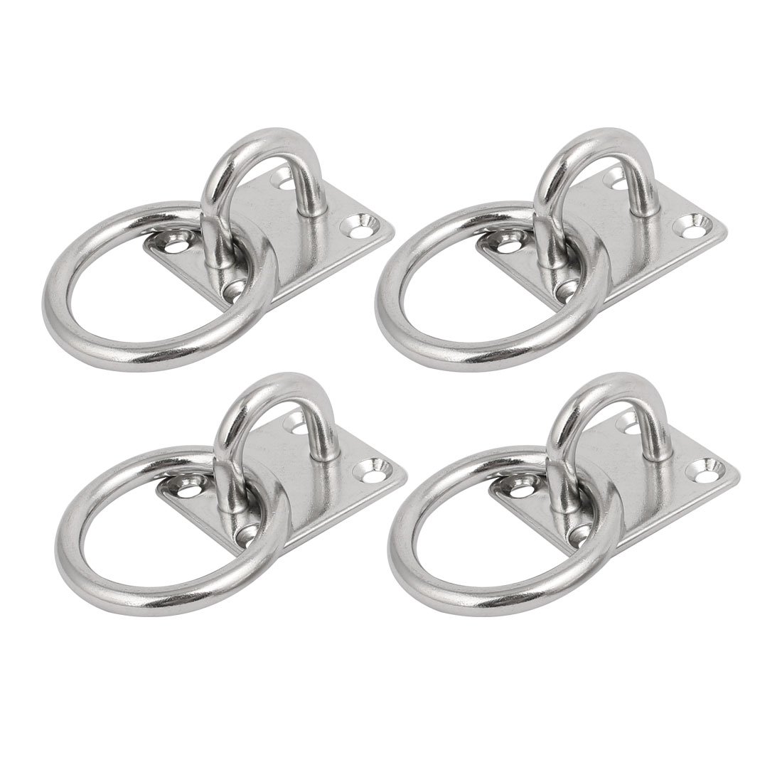 Aexit 304 Stainless Home hardware Steel 6mm Thickness Ring Square Shape Fixed Pad Eye Plate 4pcs Model:97as650qo599