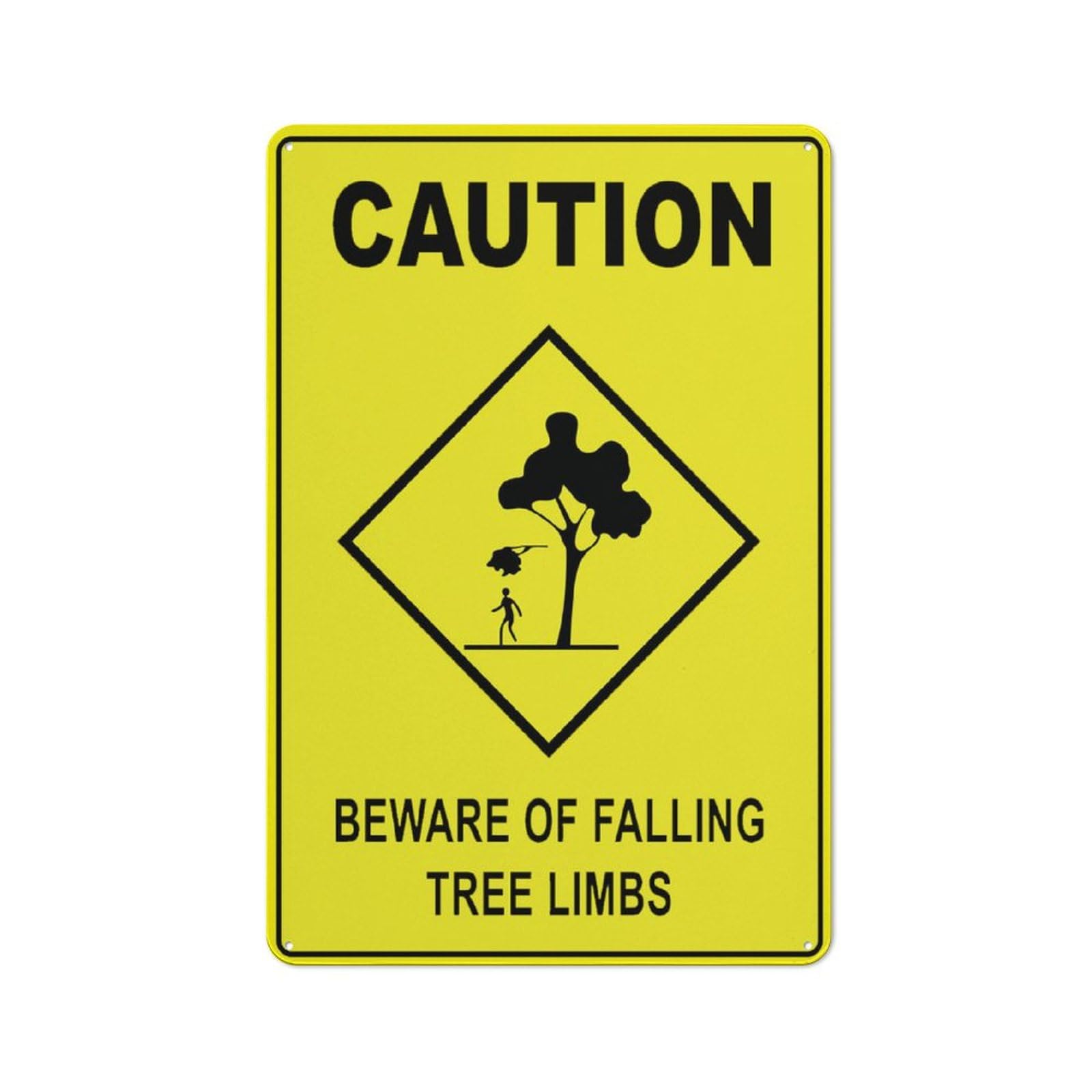 Caution Beware Of Falling Tree Limbs Sign for House, Door, Office & Business Yard - 12"x8" Rust-Free Metal Aluminum, Pre-Drilled Holes, Weatherproof