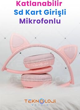 Cat Headphone Girls Boys Headphones Wireless English Training Clarks With Earphone Light Microphone