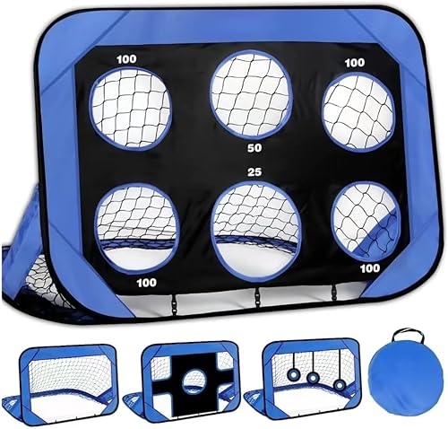 Porterías de fútbol para patio trasero, red de fútbol portátil desplegable con bolsa de transporte y 4 modos de portería, equipo de entrenamiento de