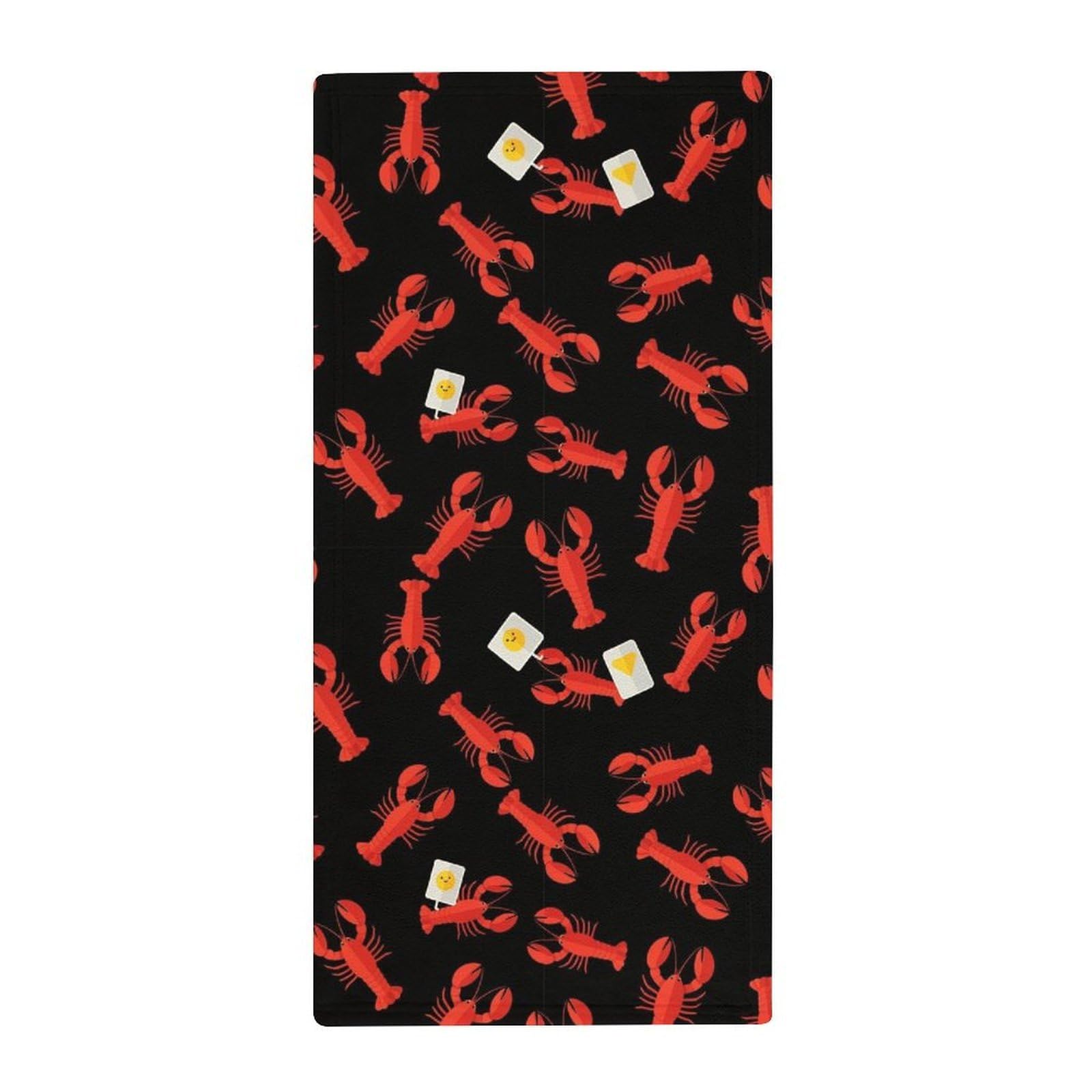 Anceky Compact Travel Bath Towels, Red Lobster Black Quick-Dry Absorbent Towels for Gym, Camp & Fitness Enthusiasts