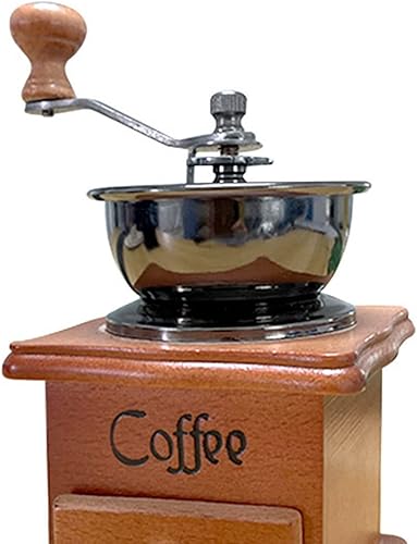 Miniatura 9 de Topyond Molinillo de café manual portátil con manivela con movimiento de cerámica para el hogar, molinillo de mano de madera retro italiano para