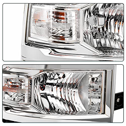 Image of TUSDAR Upgraded Lens Headlight and Tail Light Assembly Fit for 2014 2015 Chevy Silverado 1500 Pickup Truck OE Style Halogen Lamps Replacement Chrome Housing Clear /Driver & Passenger Side w /Bulbs