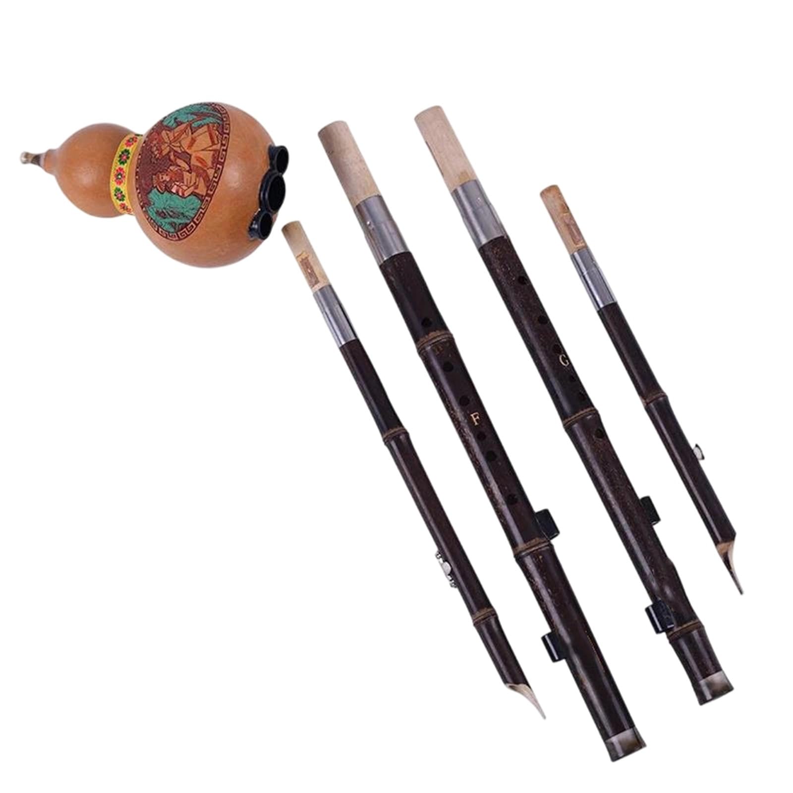 Hulusi Instrument Dwutonowy Flet Hulusi Fioletowy Bambusowy Podwójny Róg CB Kluczowy Instrument FG Klucz(F and G pipe)