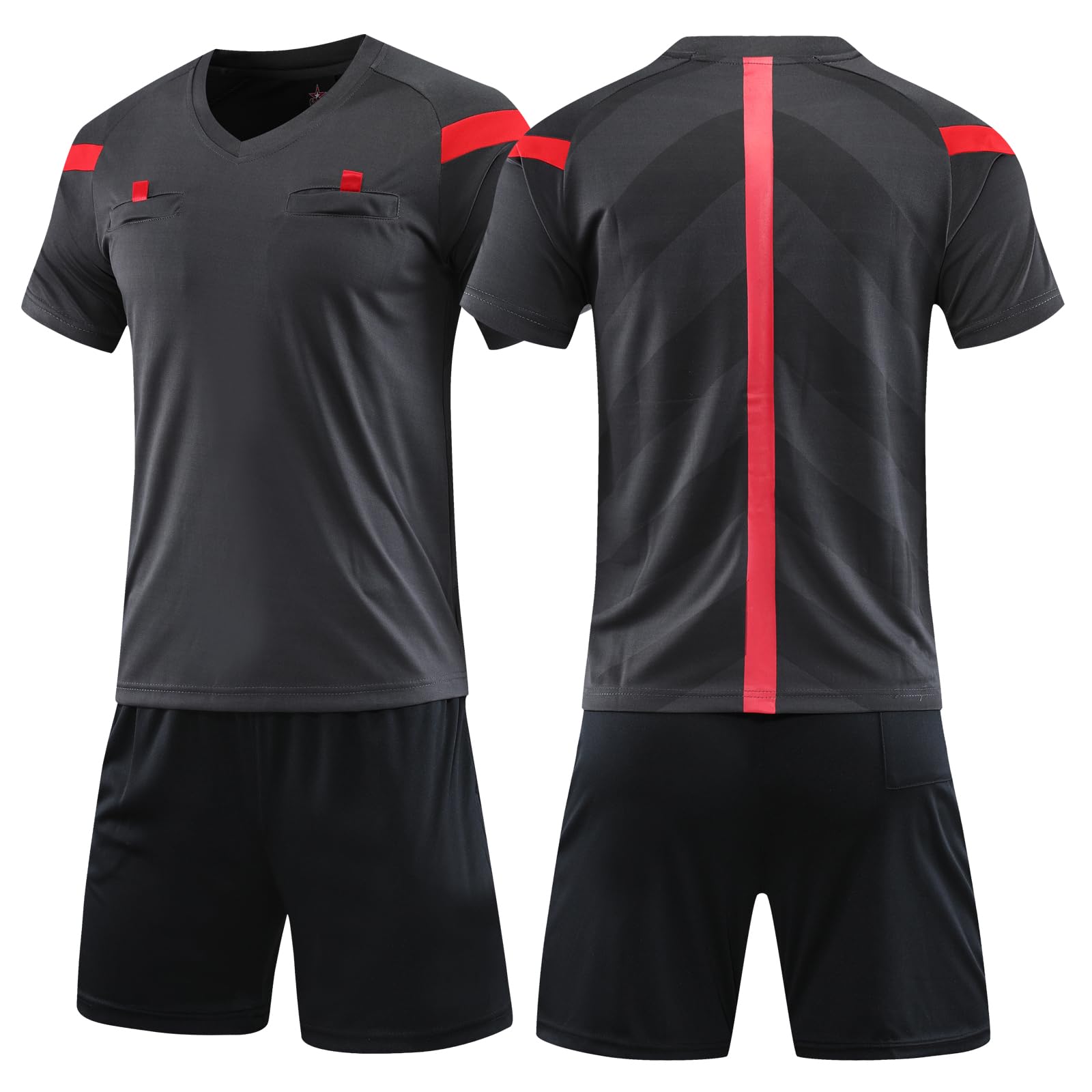 Fútbol Uniformes Árbitro Adolescentes Mens, Fútbol Árbitro Jersey Set Árbitro Ropa Uniforme Camisa Pantalones cortos