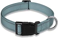 Vista 15 de Collar reflectante para perro con hebilla, collares de nailon de seguridad ajustables para perros pequeños, medianos y grandes, rosa claro, S