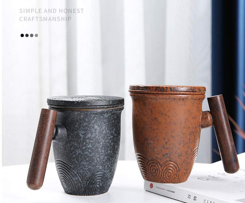 Maya Star Tea Cup with Lid and Ceramic Water Filter, Ceramic Filtered Tea Separation Cup, Office Cup Drinking Tea Cup #013