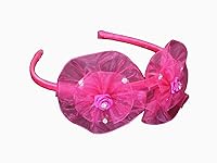 Vista 3 de Cinta de flores de organza y diadema de diamantes de imitación (rojo)