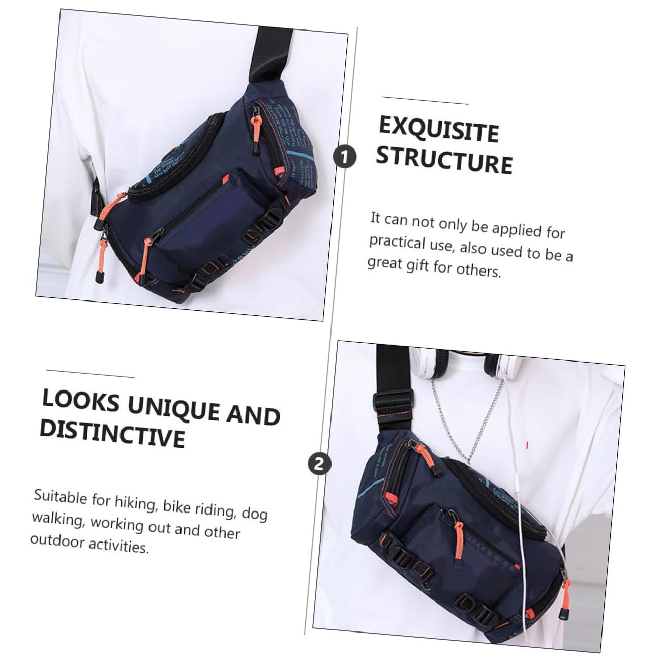 Milisten Bolsa De Pecho Riñonera para Camping y Montar Bicicleta Cangurera Resistente De Gran Capacidad para Actividades Al Aire