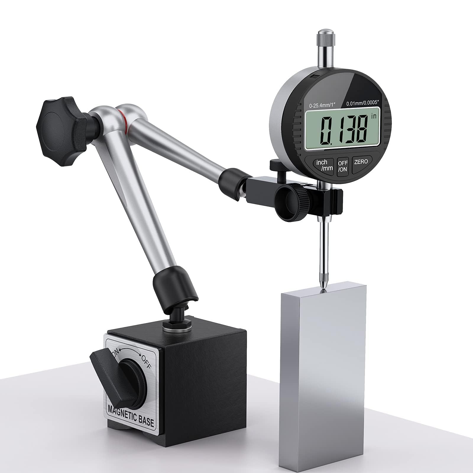AUTOUTLET Digitale Messuhr 0.01/0.0005'', digitale Messuhr Messtaster 0-25.4mm/1'' Messbereich, mit LCD Anzeige, Digital Indikator Messgerät Dial Test Indicators für Labor Werkstatt usw(schwarz)