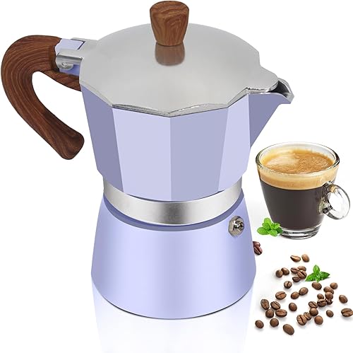 Cafetera de aluminio 6 tazas de 10.1 fl oz Moka Pot Express, estufa de café expreso colorido, cafetera italiana clásica, Greca Café, máquina de moca disponible en Yaxa Colombia