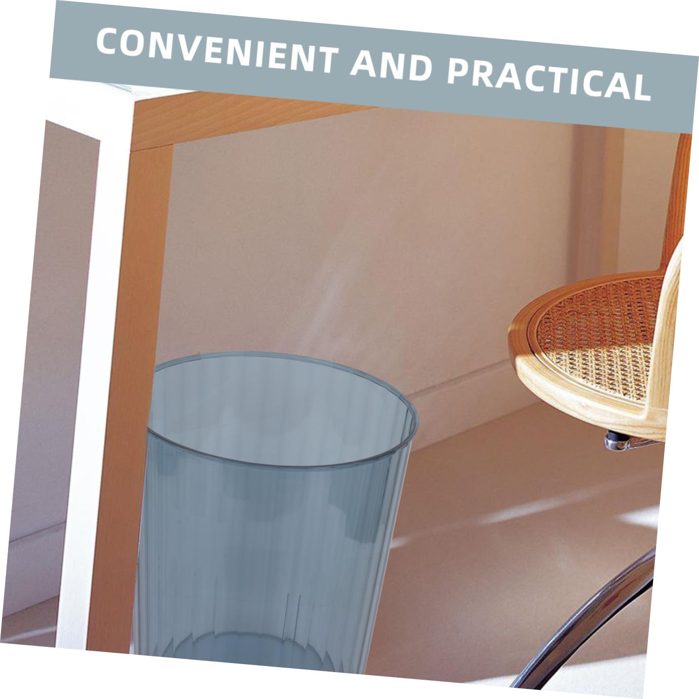 Blue Waste Paper Basket Trash Can Medium Size Plastic Garbage Container for Home Office Bathroom Storage and Organization