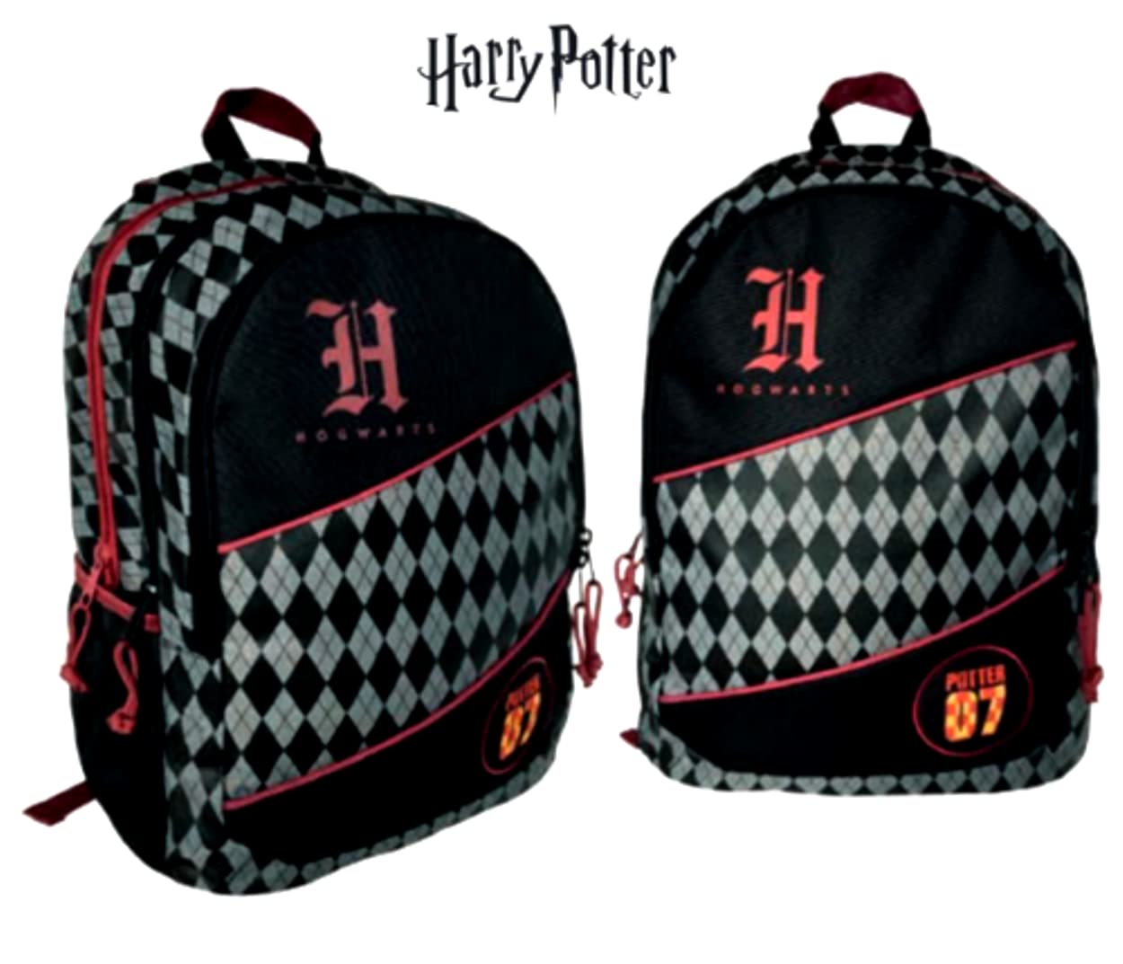 Scuola Zaino Hogwarts nero Tondo 3 Scomparti + astuccio 3 piani completo + omaggio portachiave gioco cubo e penna colorata