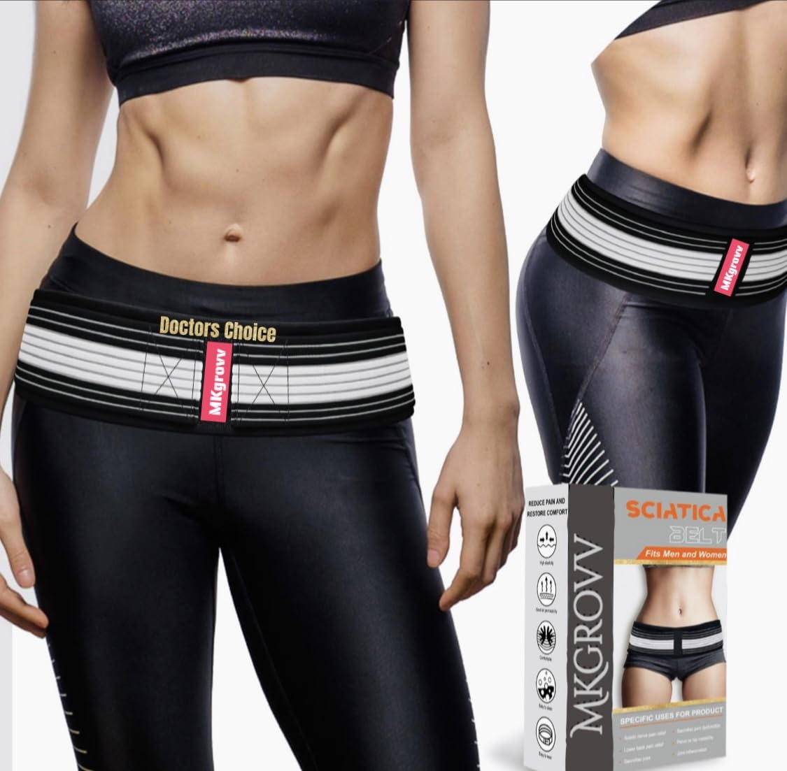 MKgrovv ADVANCED SCIATICA RELIEF Belt Sacroiliac SI Joint Hip Belt for Back Pain for Men and Women, Adjustable Sciatica Belt, Back Pain Relief Belt for Lower Back Support - [Doctors Choice] (B0CZHZW5K6) Amazon Price History, Amazon Price Tracker