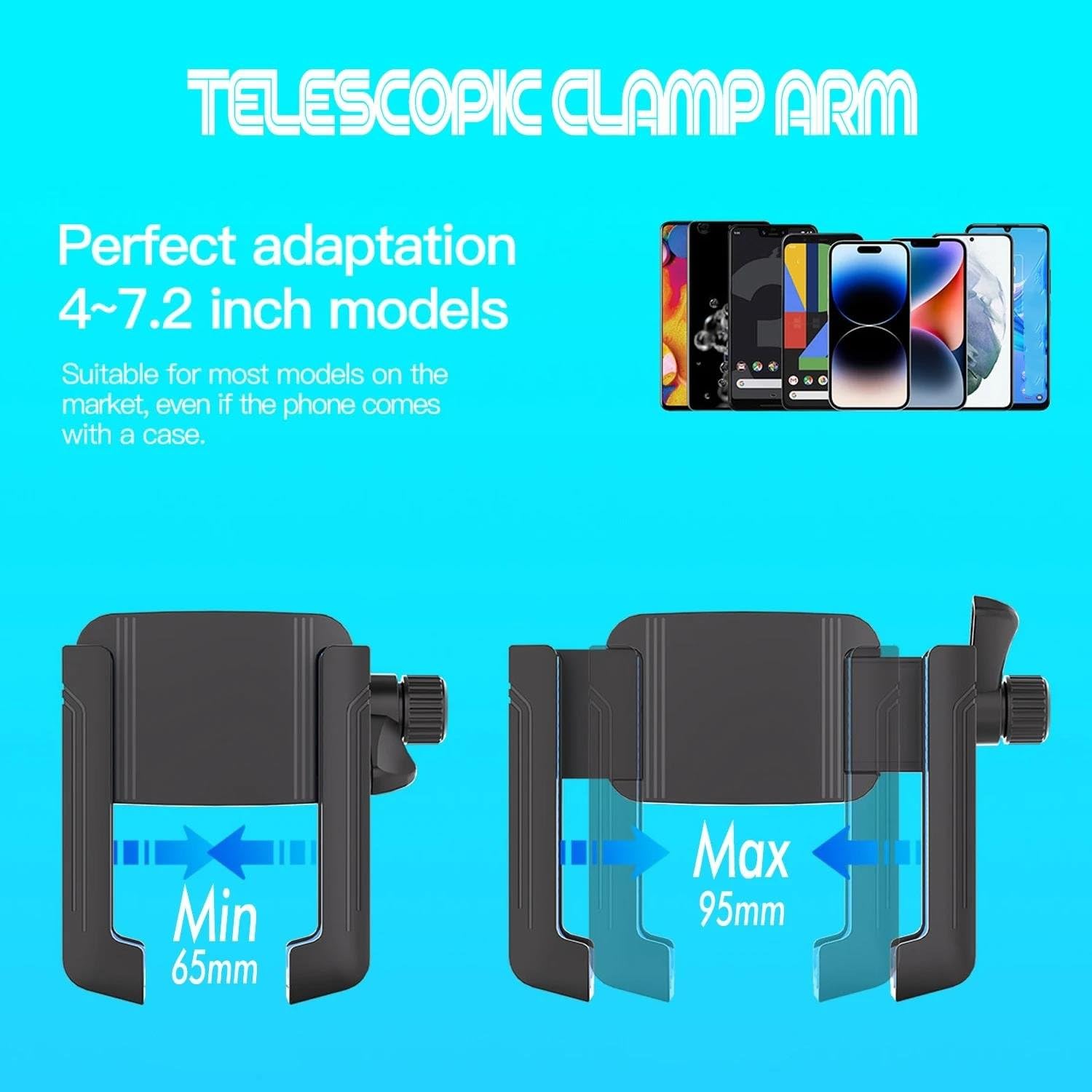 Tipo Manillar Bicicleta De Montaña Moto Soporte Teléfono GPS Móvil Giratorio 360° para 4-7.2 Pulgadas(Negro)