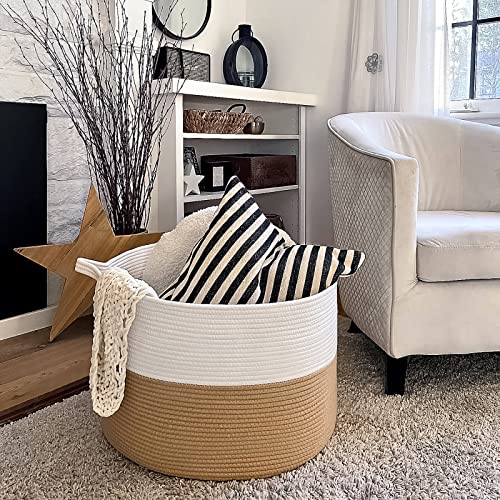 Indressme Xxxlarge Jute Rope Basket 21.7" X 21.7" X 13.8" Woven Baby Laundry Basket For Blankets Toys Storage Basket With Handle Comforter Cushions Storage Bins Thread Laundry Hamper #TOP4