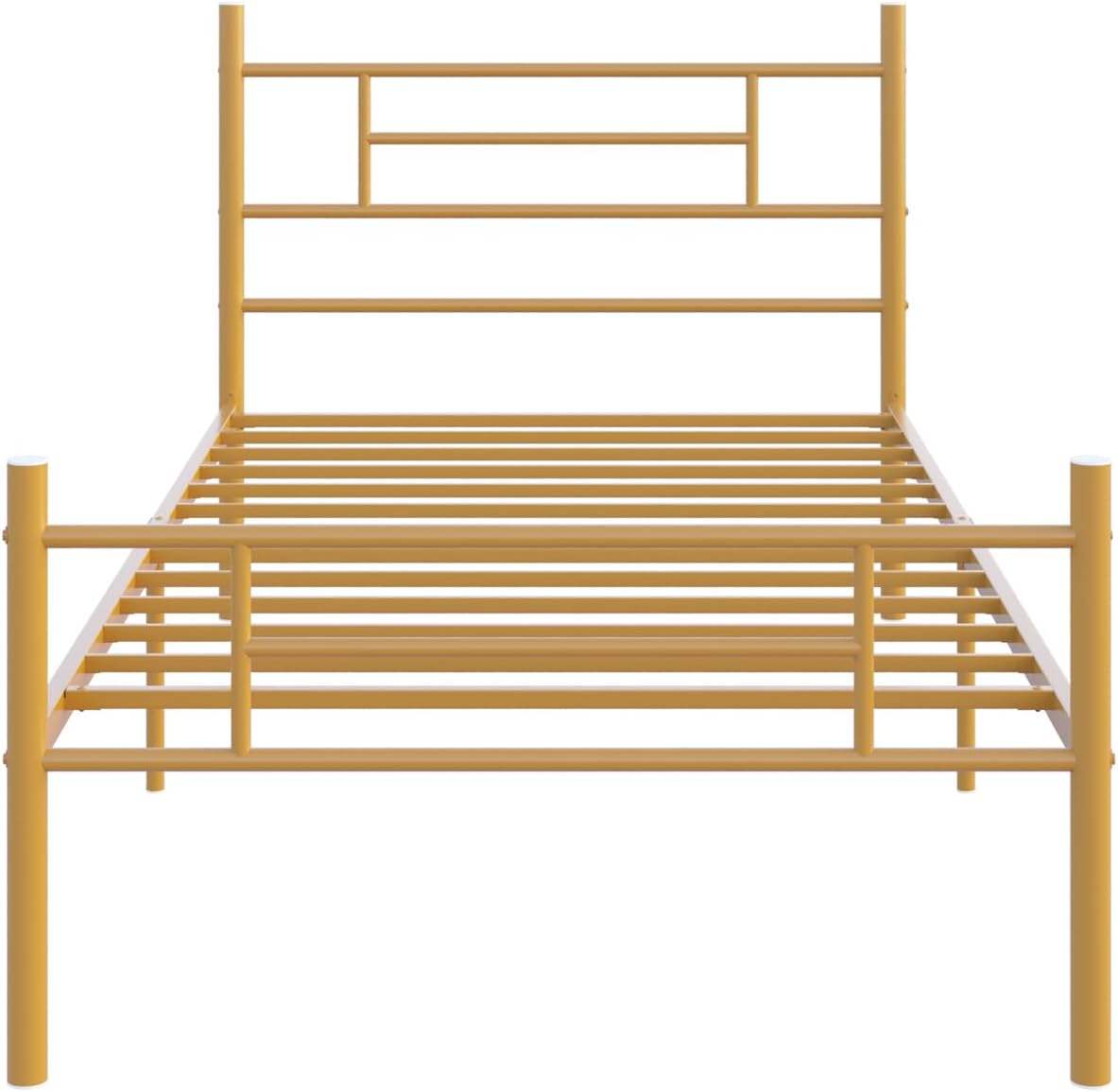 Novilla Twin Bed Frame with Headboard and Footboard, 14 Inch Metal Platform Bed Frame with Under Bed Storage, No Box Spring Needed, Strong Metal Slats Support, Gold