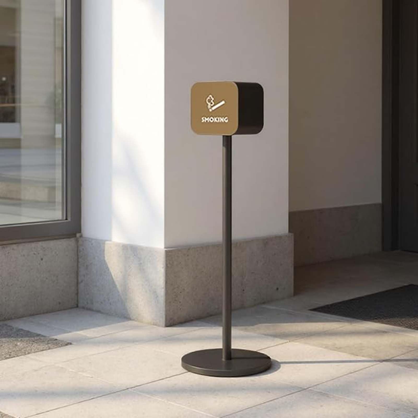Stainless Steel Heavy-Duty Ash Container, Cigarette Butt Disposal Receptacle, Vertical Smokers Station For Outside Sidewalks And Roadside Areas(Black)