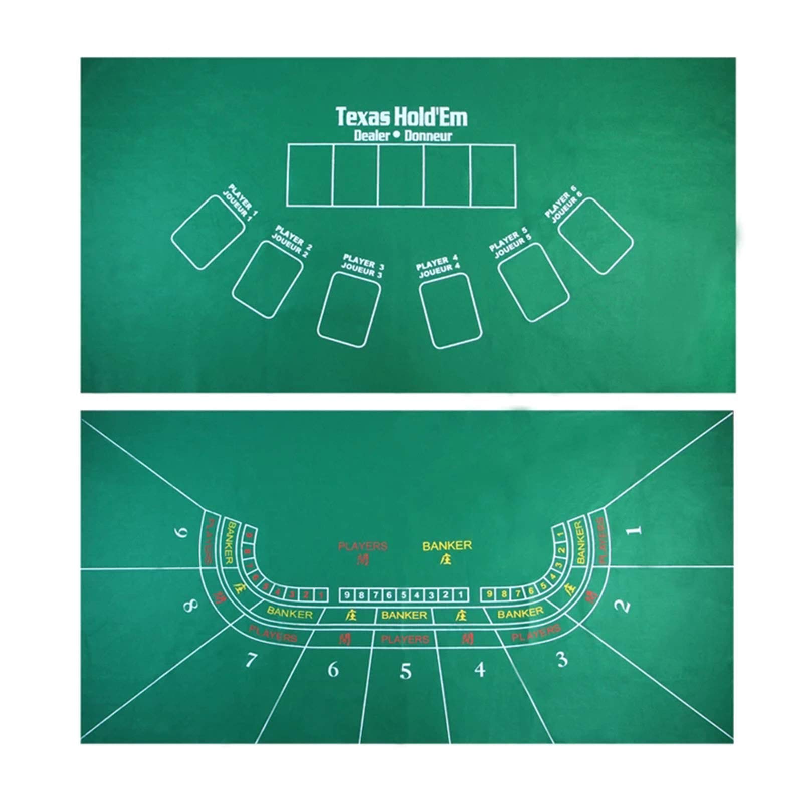 Texas Hold'em Poker Premium Premium Layout 25.4 "X 74.8" Baccarat Poker Set Poker Texas Hold'em Panno da Tavolo Panno da Tavolo Fietro Feelt Board Ploth (Giochi di Calcio)