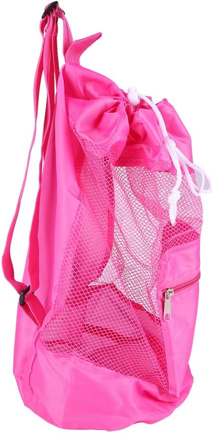 Tote Sand Away Drawstring for Kids Beach Toy Bag Swim and Pool Toys Balls Storage Bags for Picnic, Mesh Beach Backpack, Swimming, Outdoor Activities, Toy Not Included (Pink), Mesh Beach Backpack,