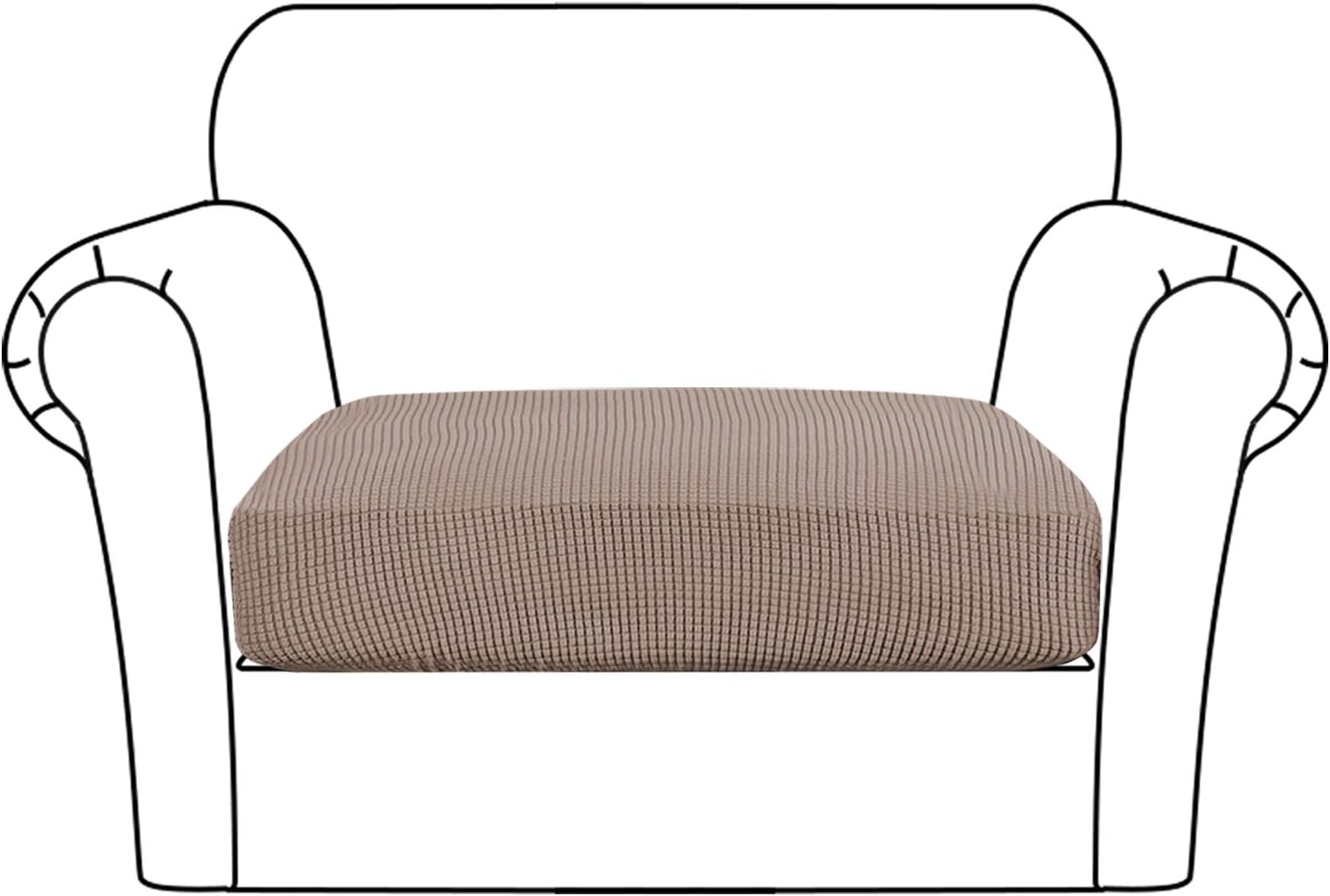 High Stretch Seat Cushion Cover Sofa Cushion Furniture Protector fot Sofa Seat Sofa Slipcover Sofa Cover with Elastic Bottom (1 Piece Cushion Covers, Taupe)