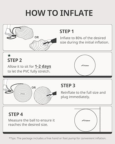 Miniatura 8 de Trideer Pelota de yoga para entrenamiento, 5 tamaños, pelota de gimnasio, pelota de parto para embarazo, pelota suiza para terapia física,