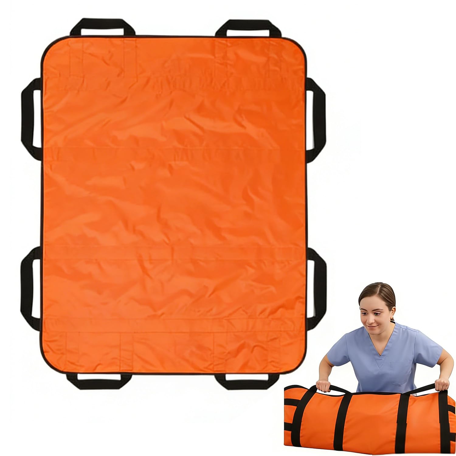Drap De Transfert Patient, Drap De Glisse Avec Poignée 120 x 100 Cm, Alaise Glissante Pour Personnes Alitées, Pour Personnes Âgées, Patients Alités Et Mobilité Réduite–Supporte Jusqu’à 180 Kg (orange)