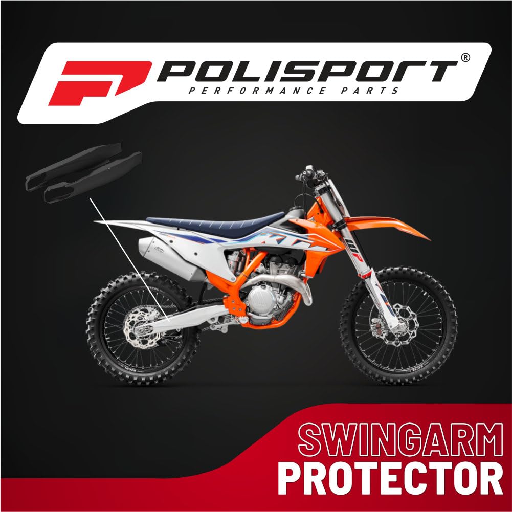 POLISPORT 8456600001 - Solidny i trwały poliamidowy ochraniacz wahacza, łatwy w montażu, kompatybilny z motocyklami KTM w kolorze czarnym