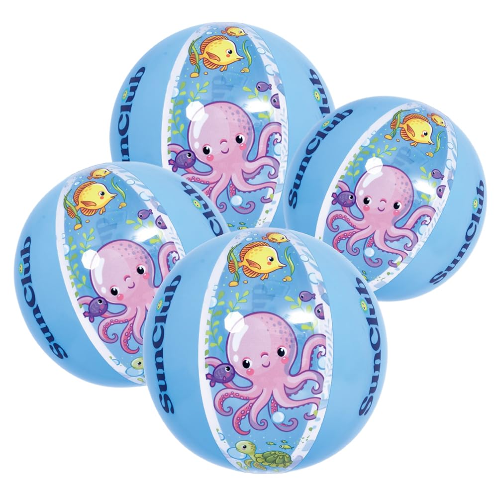 REYOK 4 Piezas Pelota de Playa, Bola Hinchable Mundo Marino, Bolas Flotantes de Piscina, Inflable Beach Pelota para Niños Adultos Juguetes para Natación de Verano Piscina Playa Jardín Fiesta