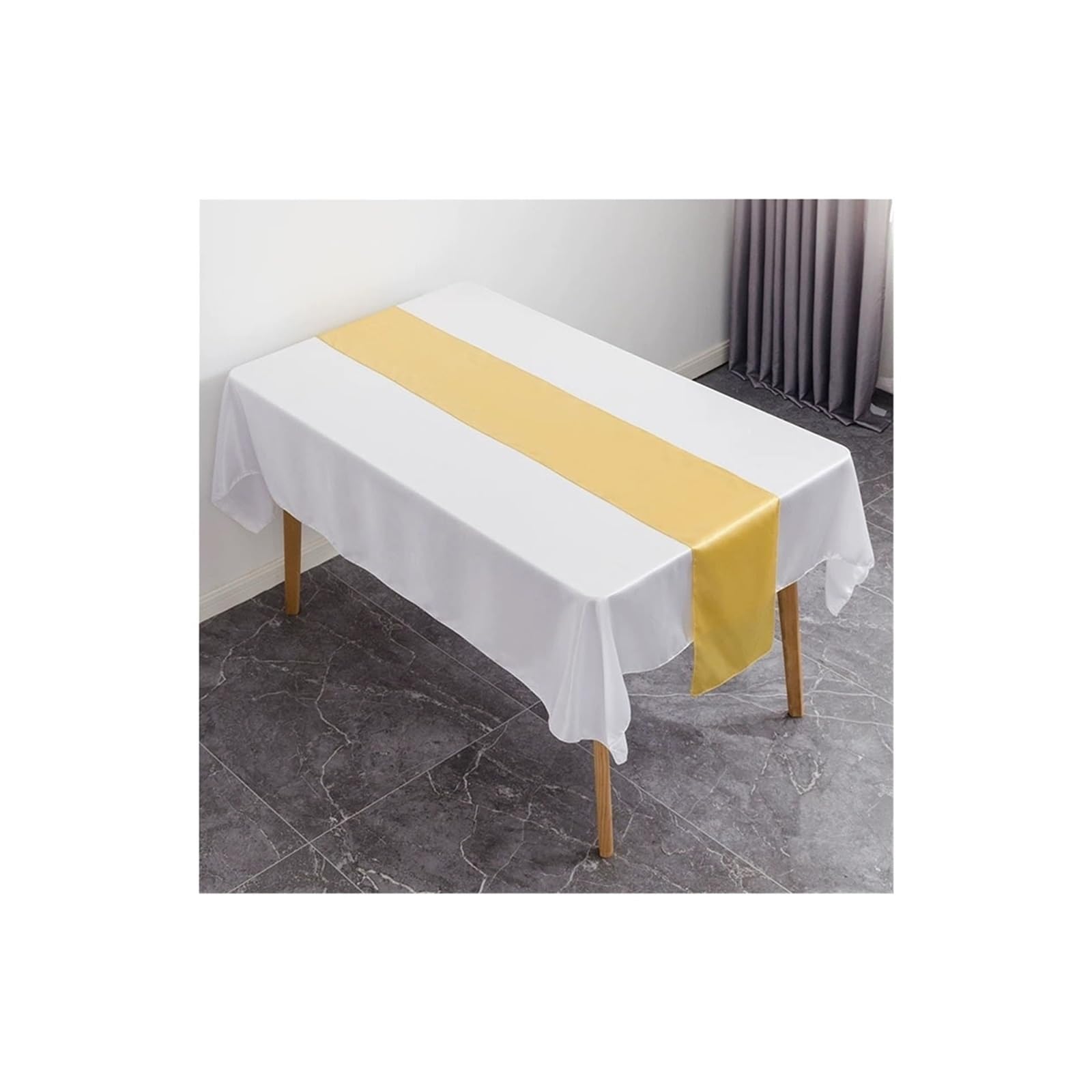 Table Runner 6PCS Luxury Shiny Satin Wedding Table Runners Runner Party Hotel Event BirthdayBanquet Dining Decoration(Golden)