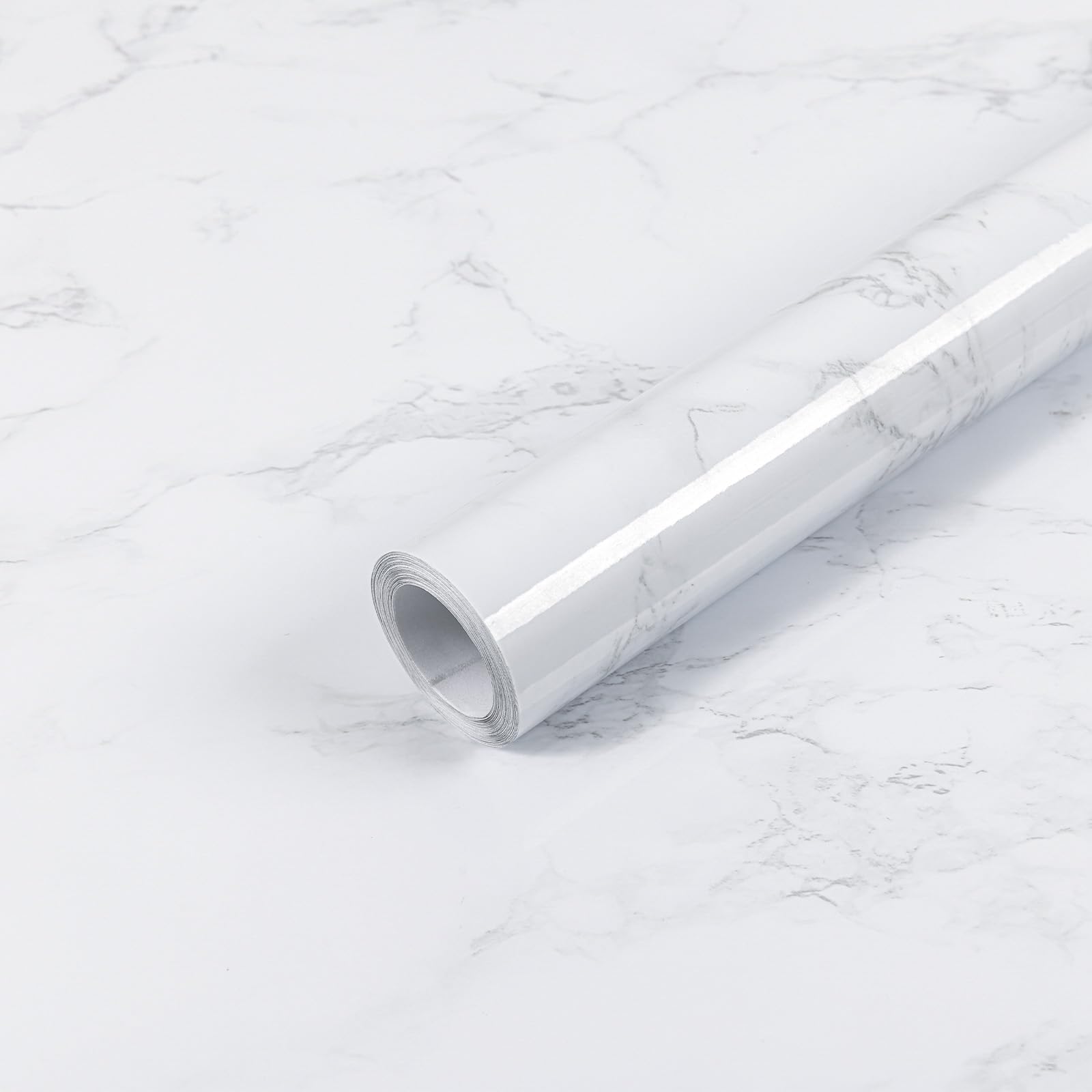 Hode Marble Vinyl Wrap 60cmx500cm, White Granite Sticky Back Plastic Roll, Marble Self Adhesive Wallpaper for Kitchen Countertop Worktop Vinyl Covering