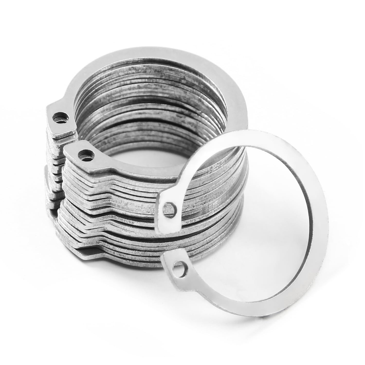 Mromax Silver 304 Stainless Steel Sliver Tone External Circlip Retaining Shaft Snap Clip Rings 30Mm 10Pcs
