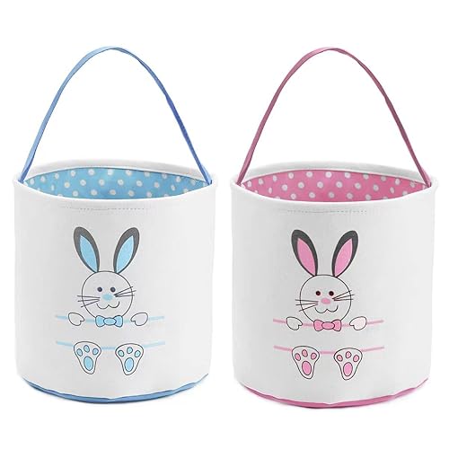 Waarms Paquete de 2 bolsas para canastas de conejo de Pascua para niños, bolsas de lona de algodón personalizadas para caza de huevos, lindos cubos disponible en Yaxa Venezuela