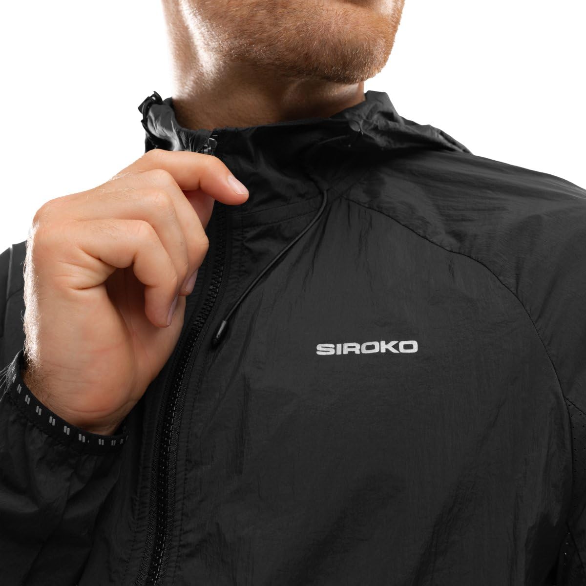 SIROKO Chaqueta cortavientos running fitness Bund Black Negro