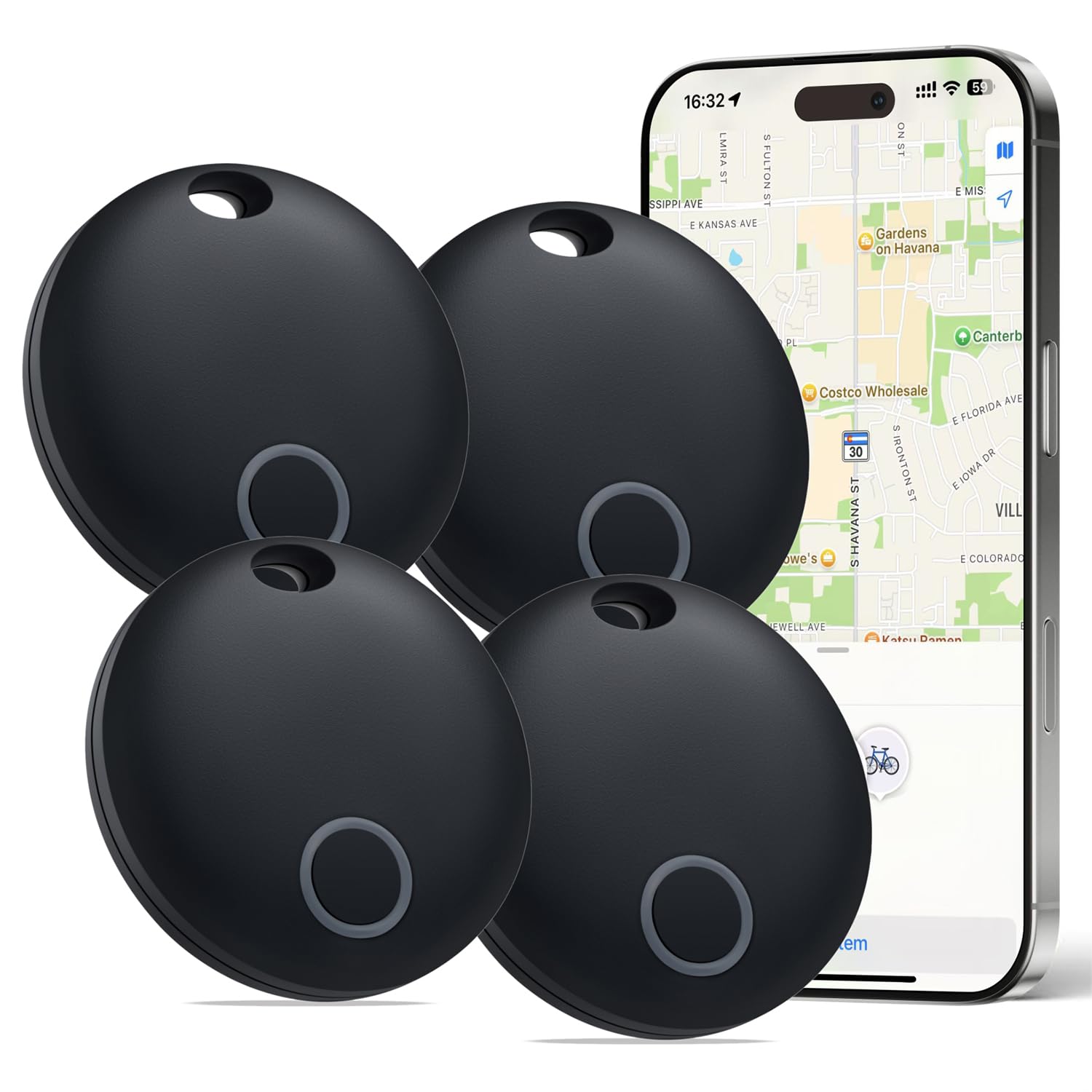 Eelexa Tracker Air Tags-4 Pack, Smart Tag Luggage Tracker Works with Apple Find My (iOS Only), Waterproof Tracking Tags Item Finder for Keys, Luggage, Backpack, Wallet