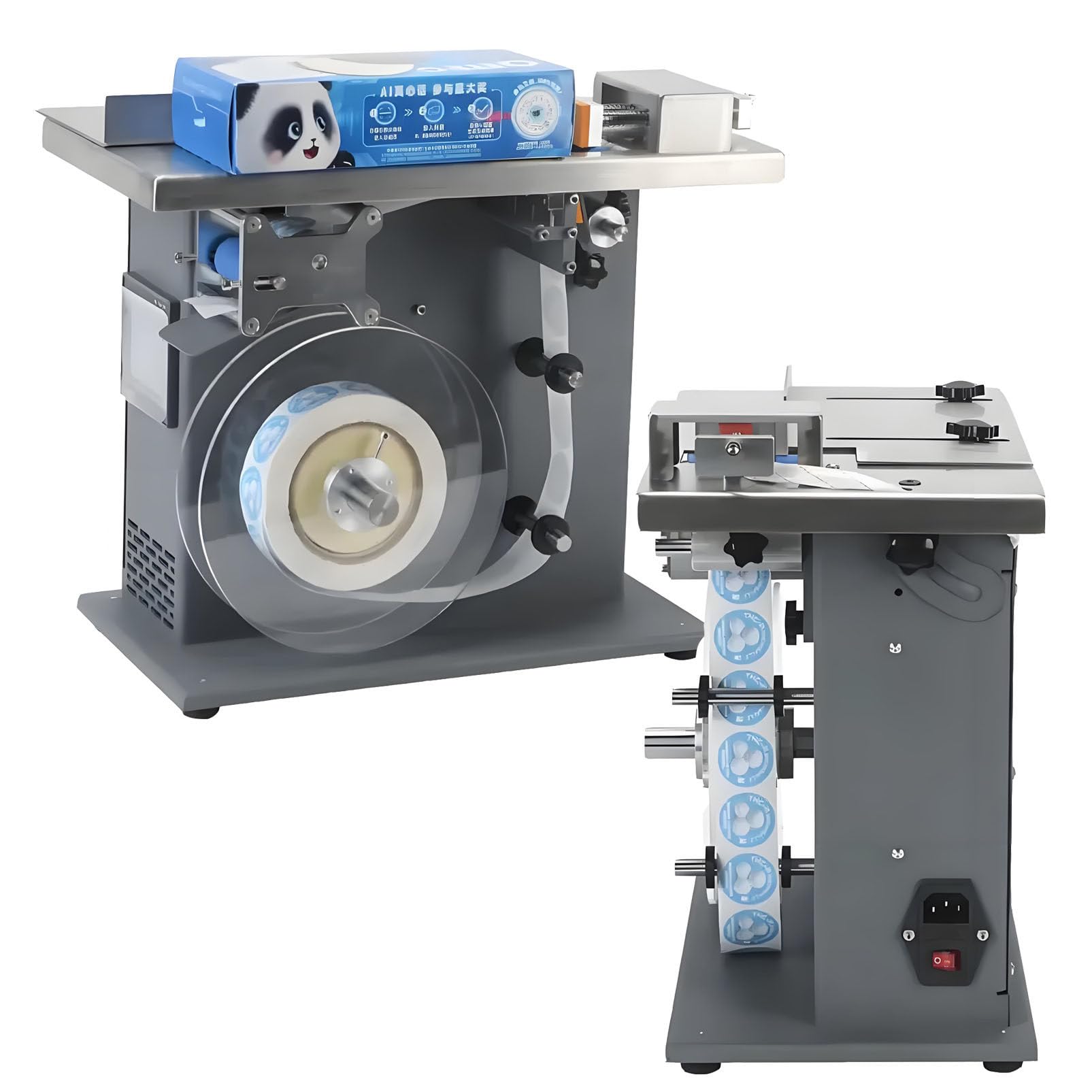 SICWEDIM Semi-Automatic Corner Labeling Machine, 90° Wrap Labeler, Small Box Labeling Machine 15-30 PCS/Min,200W, for Φ12-30mm Boxes
