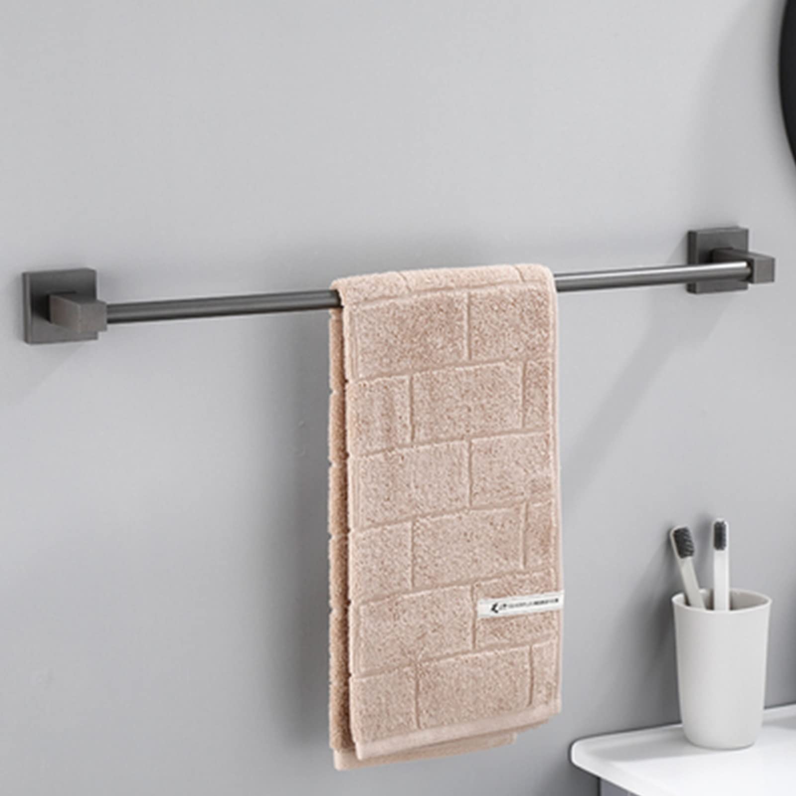Poręcz na ręczniki, aluminiowy pojedynczy wieszak na ręczniki kąpielowe, ścienny uchwyt na ręczniki do łazienki lub kuchni, montaż na śruby, 40 cm - 80 cm (rozmiar: 50 cm)