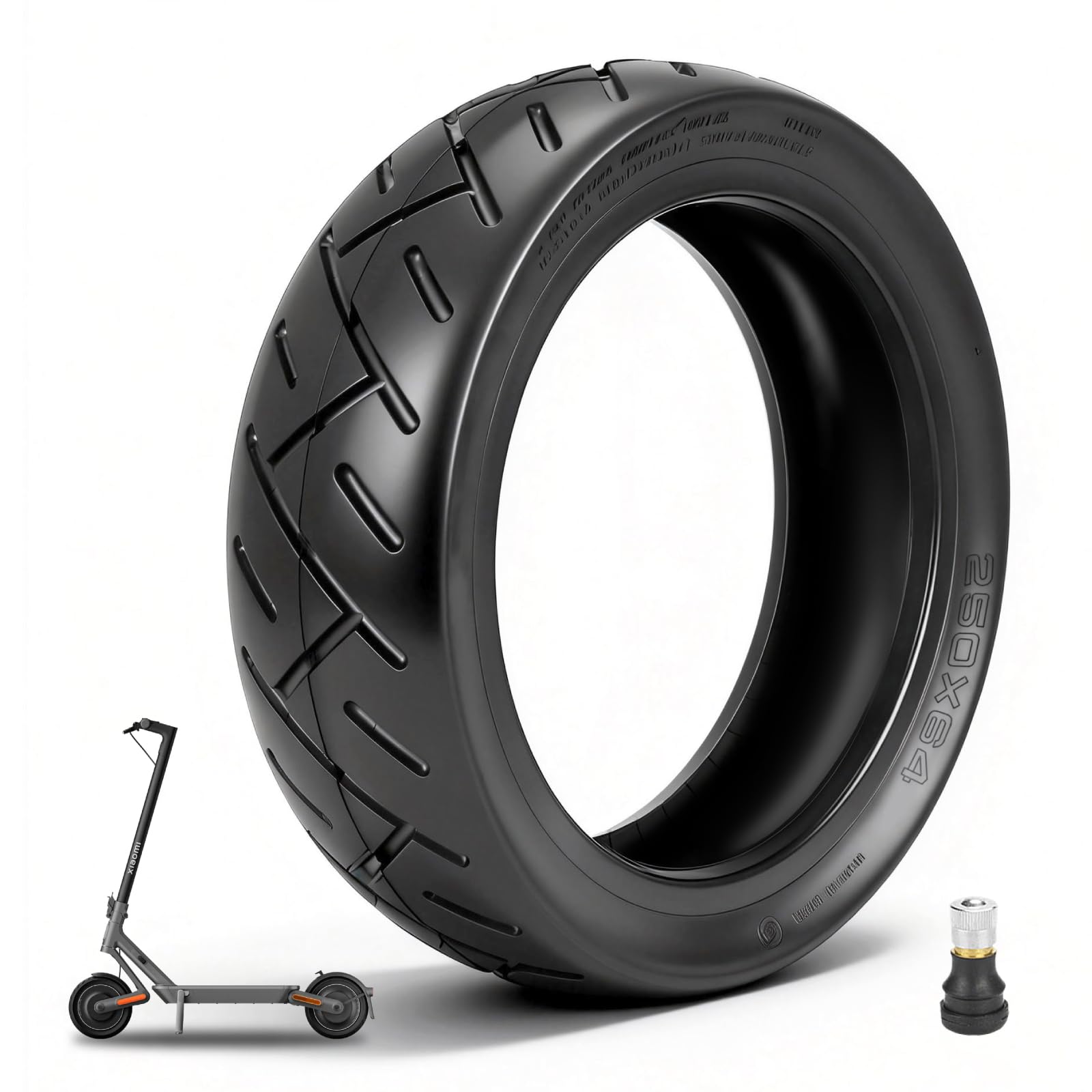 250 x 64 CST Neumático sin cámara para Xiaomi 4 Ultra scooter eléctrico de 10 pulgadas, neumático de recambio sin cámara, neumático de vacío delantero/trasero, con inflador (Neumático sin
