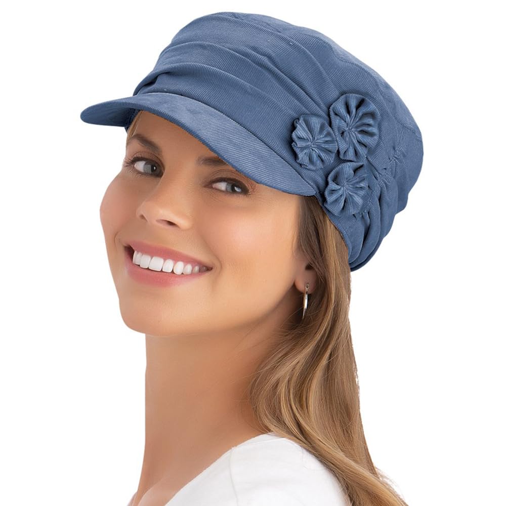 Easylife Lifestyle Solutions Women's Pink Easylife Floral Embellished Baker Boy Hat, Pink, Blue - Fully Guaranteed