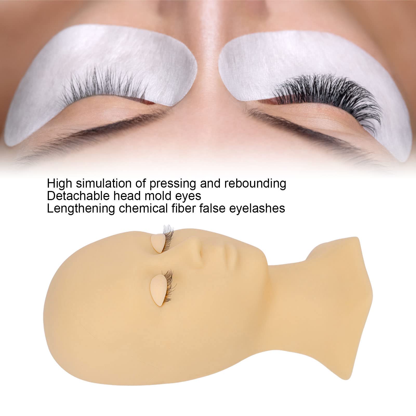 Lash Mannequin Head,Replaced Eyelids Mannequin Head, for Lash Extension Practice with 1 Pair Replaced Eyelids - Image 3
