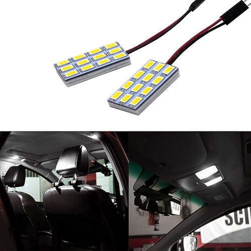 Miniatura 3 de HYUGA 2 x 12SMD 5630 amarillo blanco 2700K Panel LED luz de cúpula auto auto bombilla interior del coche DC 12V-24V con adaptadores T10  BA9S