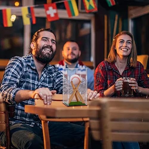 Miniatura 6 de OLYCRAFT Vitrina de béisbol de 8.1 x 4.5 x 4.5 pulgadas, soporte de béisbol acrílico para exhibición de béisbol, soporte de béisbol con mini bate de