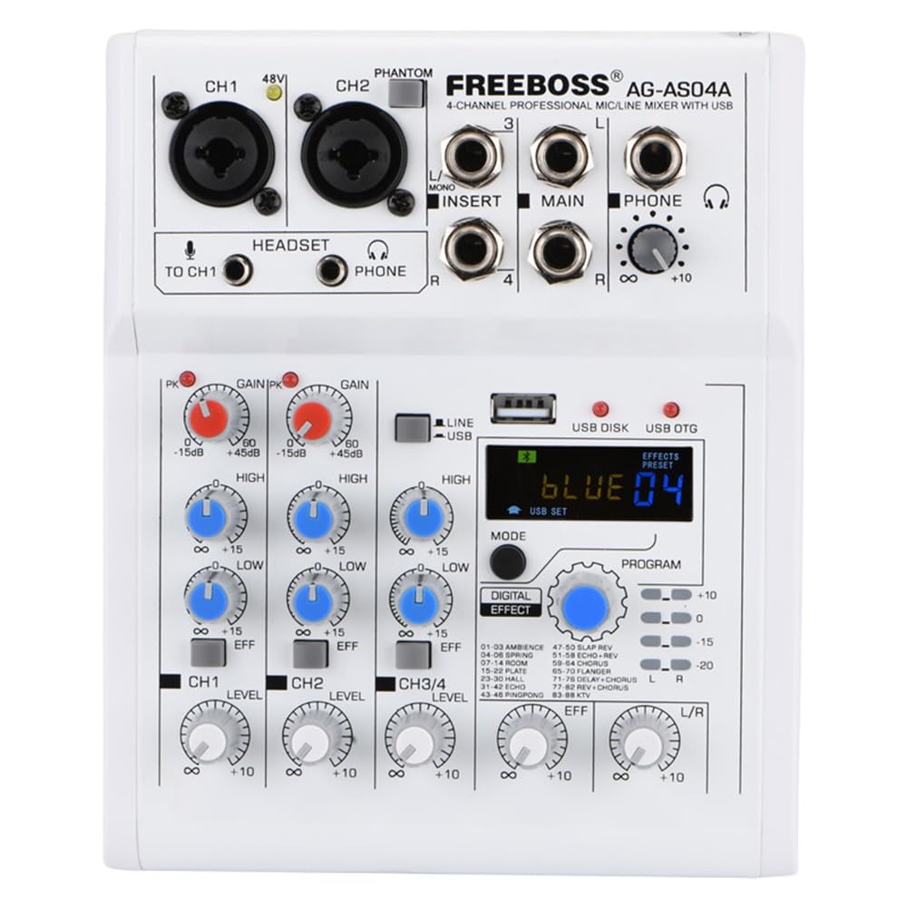 FREEBOSS AG-AS04A 4チャンネルミキサー Amazon.co.jp: ミキシングコンソール e ブロードキャスト 4 チャンネル