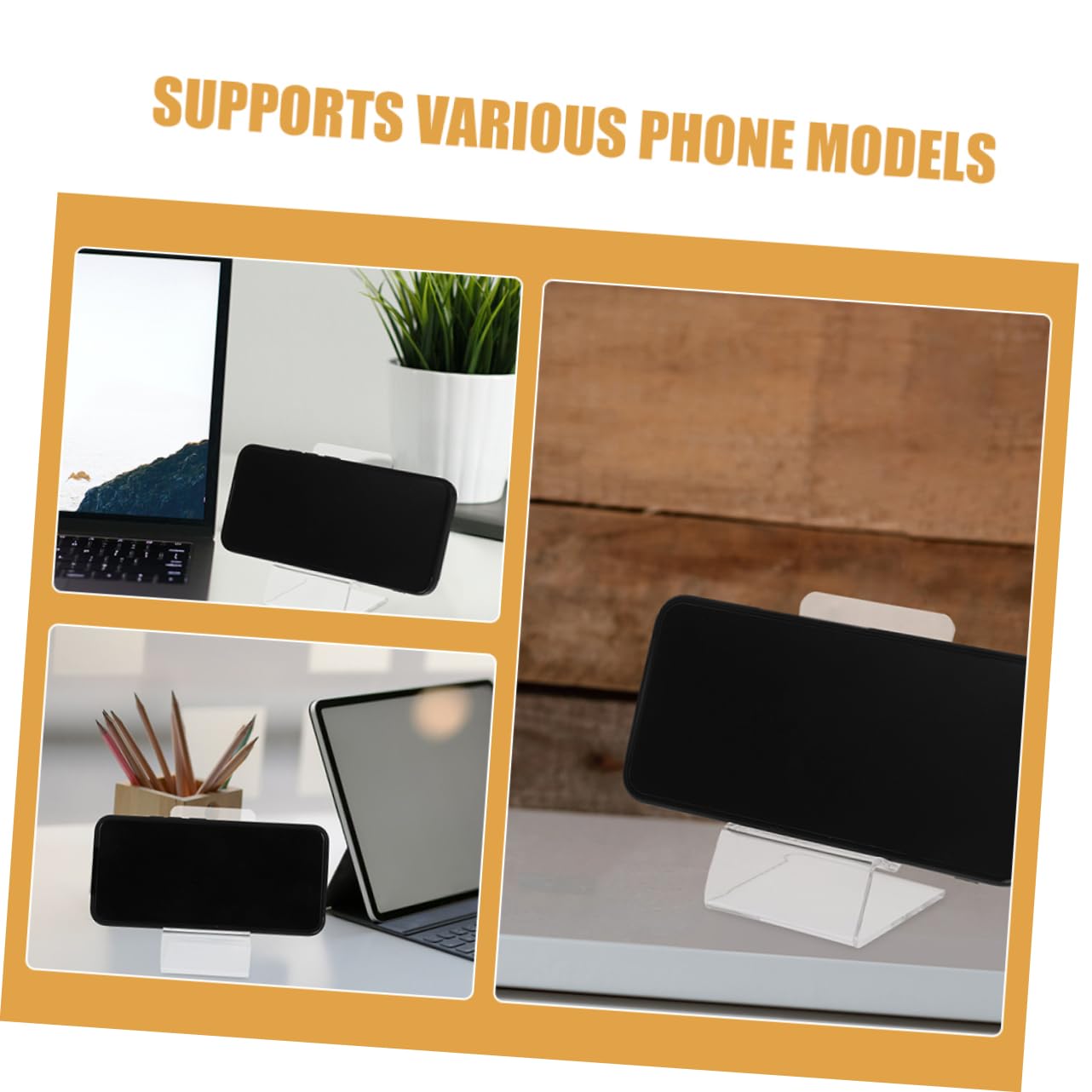 DOITOOL Supporto per Telefono da Scrivania in Acrilico Trasparente 15pezzi per Smartphone e Tablet Design Sottile per Ufficio e Visione Continua