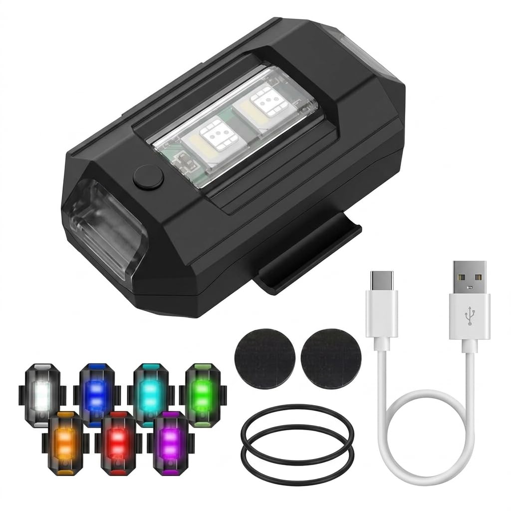 Bike Light 7 Colors USB Rechargeable Waterproof LED Warning Strobe Blinker Universal Safety Signal Light for Bike, Car, Bicycle, Drone & Helmet-Multicolor Avenger 220 Cruise-picture-27