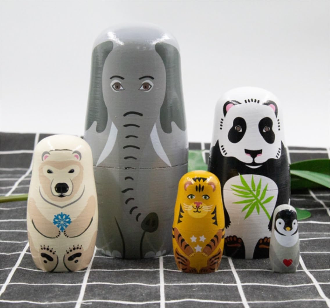 5 Poupées Gigognes Panda En Bois - Jouet Empilable Enfant - Décoration Noël/Anniversaire - Fait Main