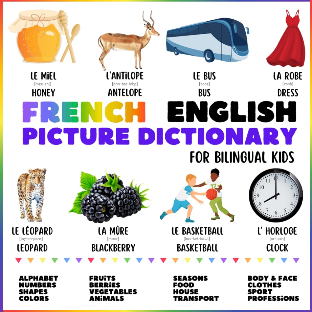 French English Picture Dictionary for Bilingual Kids: Visual French Wordbook with Colorful Illustrations and Pronunciations. More Than 250 New Words (Picture Dictionaries for Bilingual Kids)