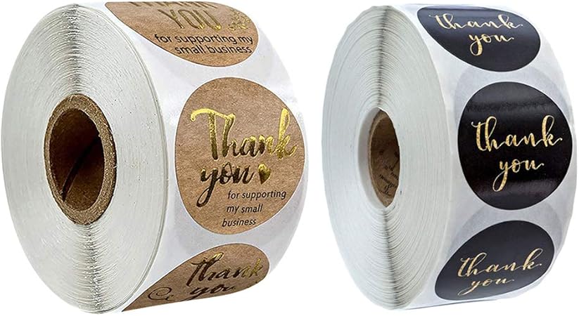 Amazon Chiwanji サンキューステッカー ありがとう シール かわいい ラッピング ラベル 感謝祭用 約500枚x2ロール ギフトシール 文房具 オフィス用品