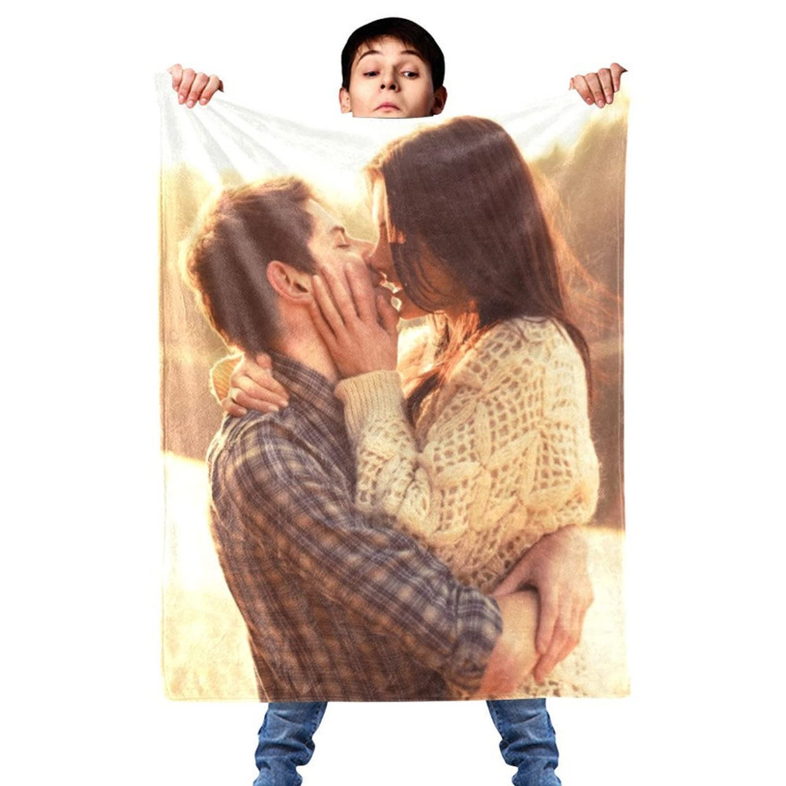 gue Personalised customised blanket from photo, Custom Flannel Throw Blanket Personalized Photo Fleece Blankets Sofa Gift (75x100cm/30 x39)